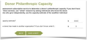 donor philanthropy capacity fields